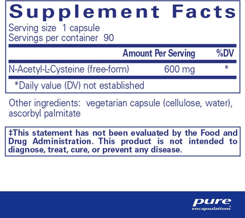 Pure Encapsulations NAC 600 mg - NAC Supplement for Lung Health & Immune Support, 90 Capsules.