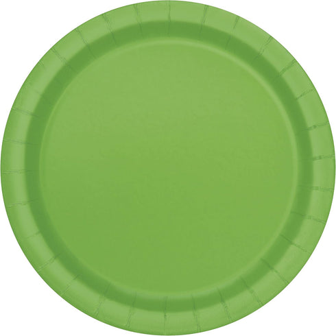 Lime Green Solid Round Paper Dinner Plates, 9", Pack of 16