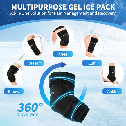 CAMBIVO Reusable Gel Cold Pack for Knee, Elbow, Ankle, Calf - Compression Sleeve Ice Pack for Injuries, Flexible Cold
