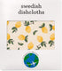 3 Pack Swedish Dishcloths Yellow Lemons Print, Reusable Kitchen Cleaning Cloths, Machine Washable, 7.87”x6.88”