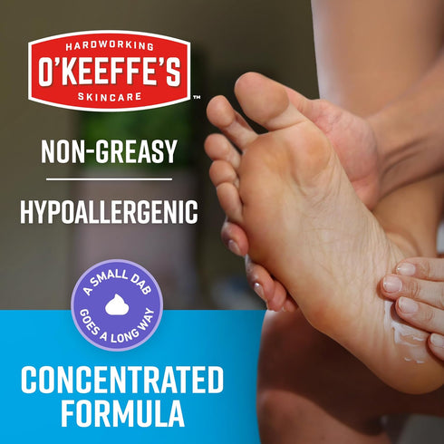 O'Keeffe's for Healthy Feet Night Treatment Foot Cream, 3 oz Tube (2 Pack) for Cracked Dry Feet