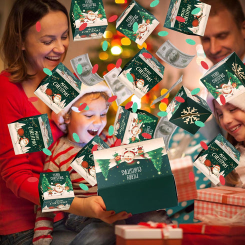 Seeroze BABORUI Christmas Surprise Gift Box with Confetti, Money Box for Cash Gift (Green Snowman)