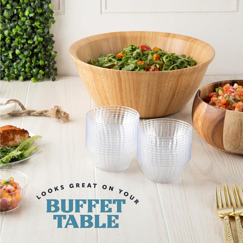 PLASTICPRO 30 Pack Crystal Like Clear Disposable Plastic Plates Dinner Dishes 6 ounce Bowls for Special Occasions Parties by PLASTICPRO