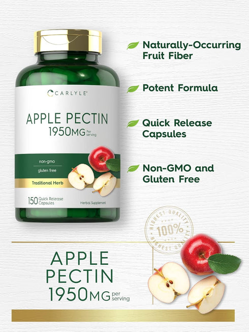 Carlyle Apple Pectin 1950mg, 150 Capsules, Non-GMO, Gluten Free Herbal Supplement