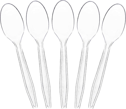 Plasticpro Clear Plastic Tea Spoons, Disposable Cutlery Utensils 100 Count
