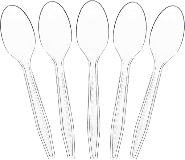 Plasticpro Clear Plastic Tea Spoons, Disposable Cutlery Utensils 100 Count