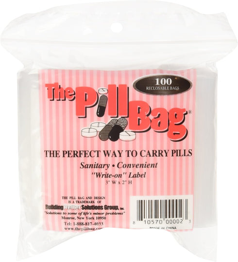 The Pill Bag | Medicine Pill Organizer with Labels for AM/PM | Resealable Disposable Pill