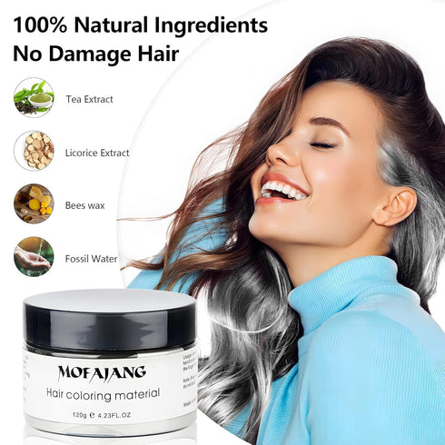 White Hair Color Wax Pomades, 4.23 oz - Natural Hair Coloring Wax for Cosplay and Party