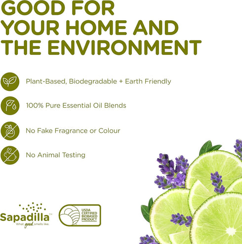 Sapadilla Multi-Surface Countertop Spray - Sweet Lavender + Lime, 16 Ounce (Pack of 2), Plant-Based Cleaner