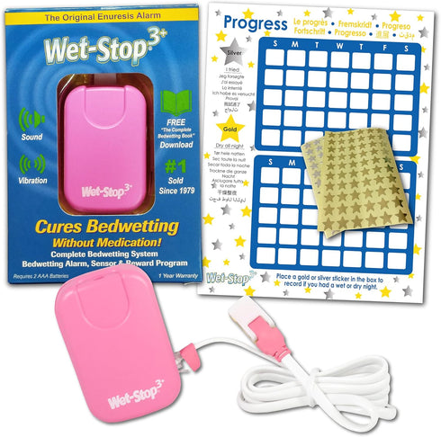 3 Pink Bedwetting Enuresis Alarm with Loud Sound & Strong Vibration for Boys or Girls