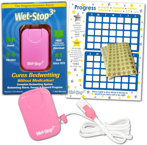 3 Pink Bedwetting Enuresis Alarm with Loud Sound & Strong Vibration for Boys or Girls
