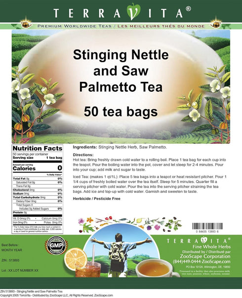 Terravita (50 513893) Stinging Nettle and Saw Palmetto Tea tea bags, ZIN: