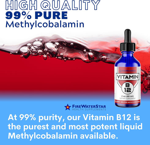 FWS Liquid B12 - Sublingual Drops, Methylcobalamin - Organic, Non-GMO, Vegan, Highly Absorbable
