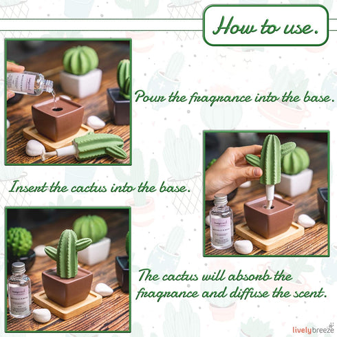 Maxi Cactus, Non-Electric Ceramic Diffusers for Essential Oils and Aromatherapy Fragrance, White Ceramic Diffusers