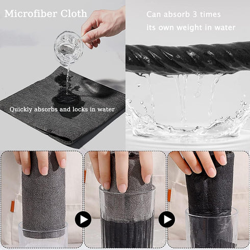 ZWEBY 10 Pcs Magic Cleaning Cloth, Microfiber Magic Cloth Window Cleaning Cloths, Streak-Free, Reusable, Gray