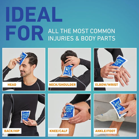 50 Packs Instant Ice Cold Pack, 6” x 4.5”, Disposable Ice Packs for Injuries, Cold Compress
