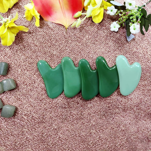 Large Gua Sha Heart Natural Jade Stone for Face, Lift, Decrease Puffiness and Tighten