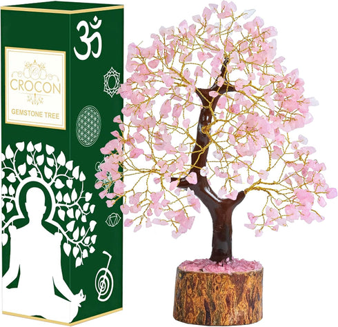 Rose Quartz Crystal Tree of Life Decor, Pink Home Decor Healing Crystals Birthday Gifts for Women, Mom, Sister,