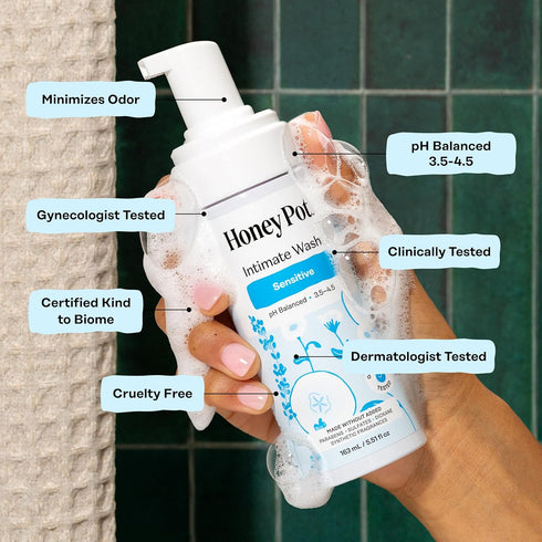 The Honey Pot Company - Regular Pads & Sensitive Feminine Wash Bundle - Herbal Infused Natural Hygiene Feminine