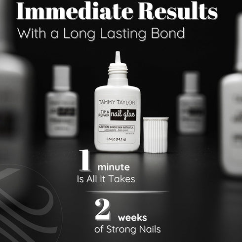 Tammy Taylor Brush On Nail Glue, Dry-Clear Gel for Press on Nails, Acrylics, Tips, Natural Breaks, UV/LED Curing Needed