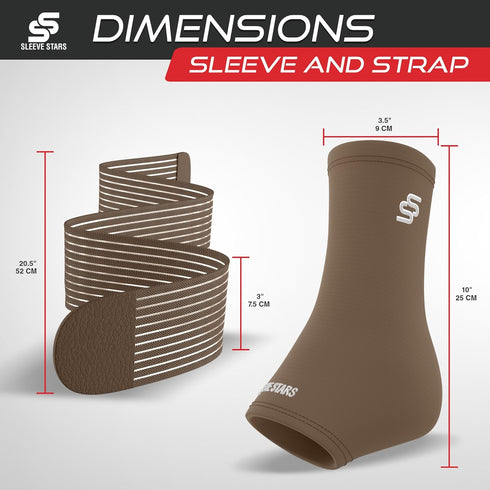 Sleeve Stars Ankle Support for Ligament Damage & Sprained Ankle - Pain Relief Brace for Women & Men (Single/Mocha Brown)