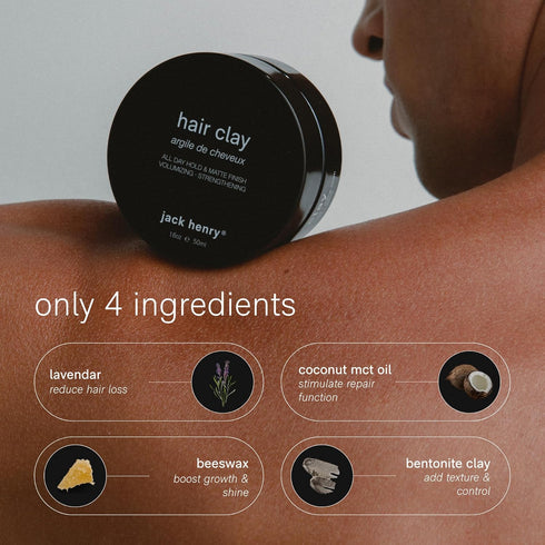 Jack Henry Premium Hair Clay for Men, Matte Finish, All Day Hold, Natural Scent, 1.6 oz