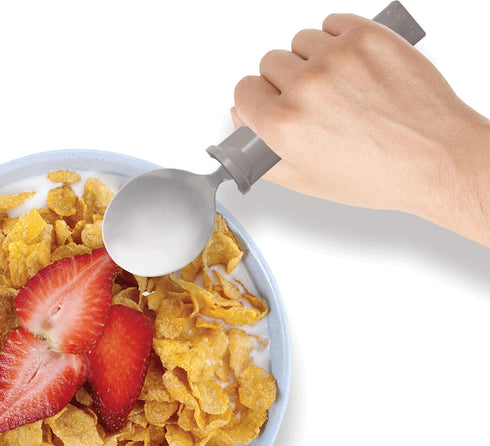 Set, 4-Piece Rehabilitation Advantage Swivel Utensil Adaptive Cutlery with Rotating Handles for Easier Eating