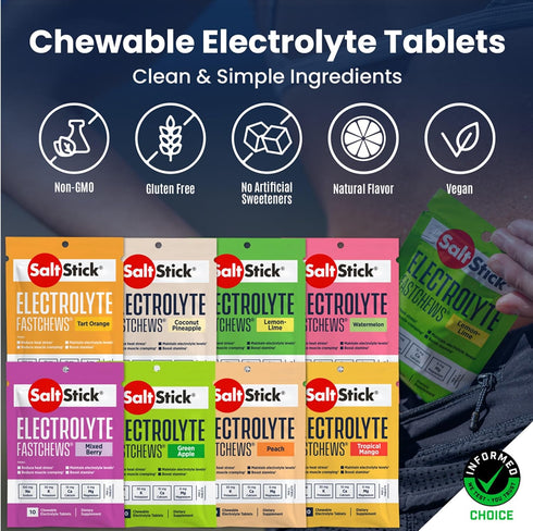 SaltStick Electrolyte FastChews Chewable Tablets | 120 Tablets - Variety Pack for Runners, Sports Nutrition