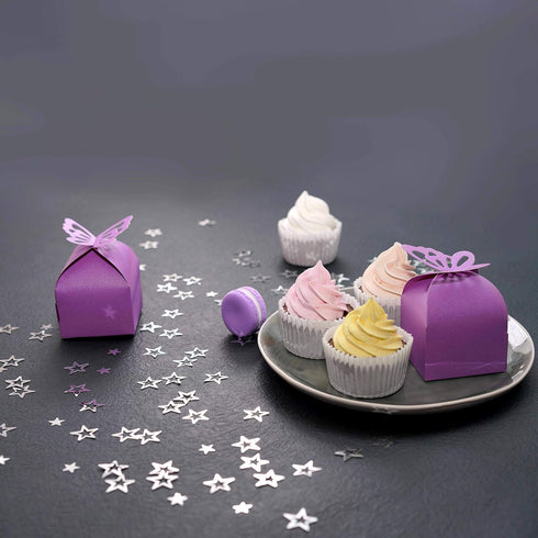 Purple Wedding Party Favors Treat Boxes - Small Candy Gift Wrapping Boxes, 50 Count for Baby Shower, Birthday