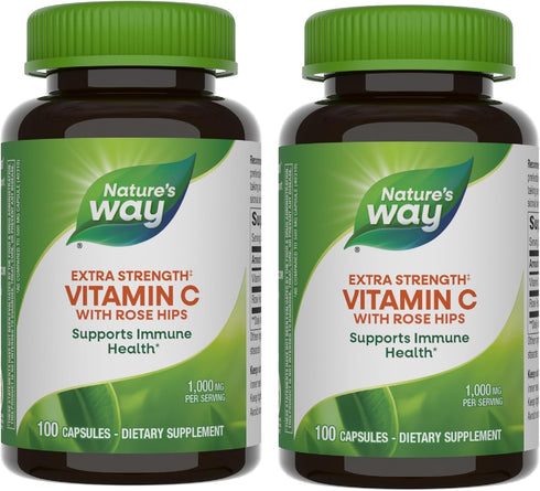 Nature's Way Vitamin C with Rose Hips Extra Strength, 1000 mg per Serving for Immune Support.
