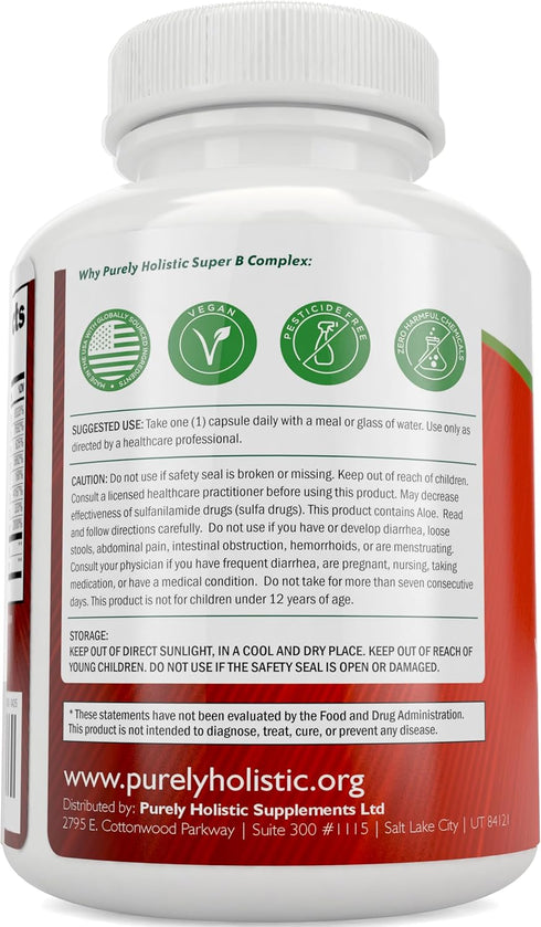 Vitamin B Complex - 8 Super B Vitamins with Choline & Inositol, B1, B2, B3, B5, B6, B8, B9 & B12 - 180 Vegan Capsules