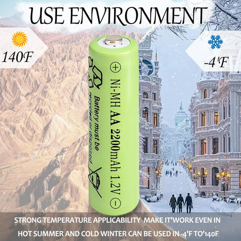 Zsolarigt 2200mAh 1.2V 10 Counts, 2200mAh NiMH AA Rechargeable Batteries High Capacity Double A Battery Lasting Long