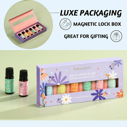 Set 6 Set Folkulture Essential Oils | Relaxing Fragrance Oils for Diffusers | Green Tea, Cashmere, Ocean Salt and More|