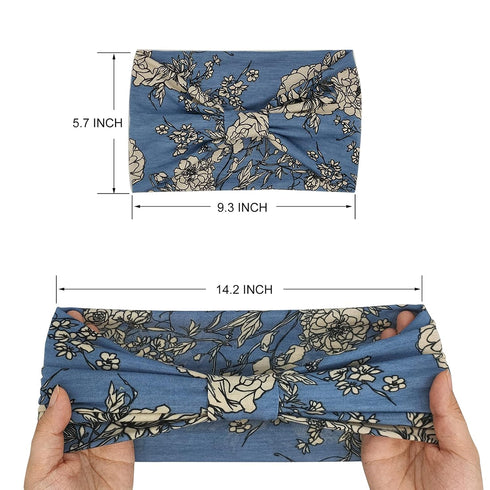 Wide Boho Headbands for Women - Fashion Knotted Headband Yoga Workout Hair Accessories 4 Pack