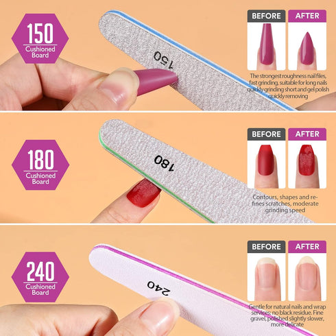 Teenitor Nail File Nail Buffer, 6 pcs Emery Boards for Natural Nails, Nail Buffer and Shine Kit, 100/180 Grit