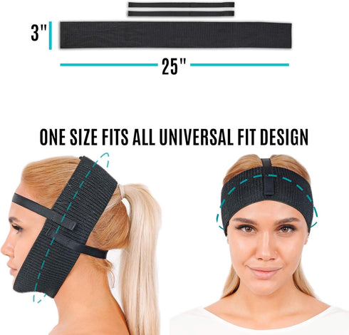 Post Surgery Chin Compression Garment, Chin Strap Band, Face Lift Kit, Chin Lift, Face Slimmer (Black)