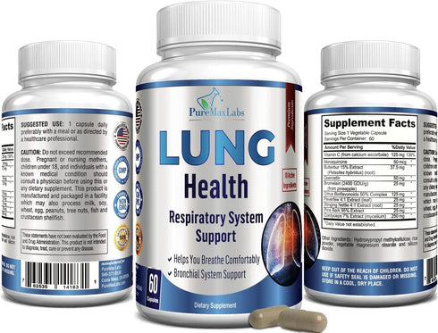 Lung Support Supplement, Lung Cleanse & Detox Formula for Clear Lungs and Comfortable Breathing, 60 Capsules