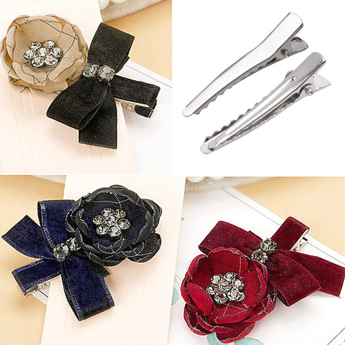 Single Prong Alligator Hairpins, 100 Pieces Silver Metal Curl Crocodile Hair Clips, 39mm for Hair Care Salon DIY Craft