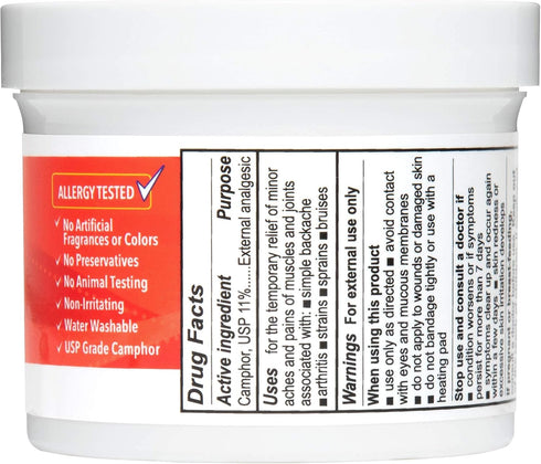 De La Cruz Cream, Maximum Strength Muscle and Joint Camphor Ointment, 5.5 oz Jumbo Jar