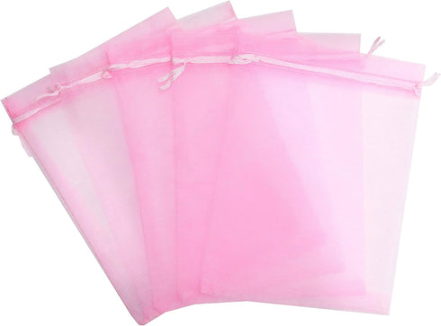 Volanic Sheer Drawstring Organza Gift Bag Jewelry Pouch, 6X9 Inch (17X23 CM), Party Wedding Favor Candy Mini Bottle