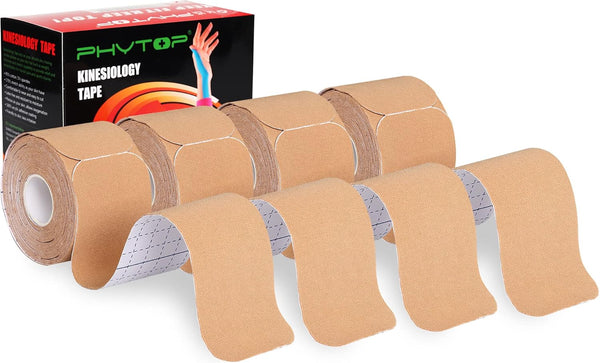Kinesiology Tape Precut Strips - 4 Rolls Precut Muscle Support & Pain Relief Sport Tape, Waterproof & Breathable