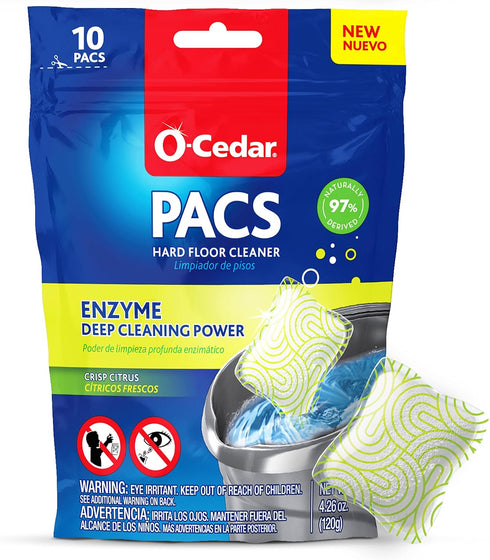 O-Cedar PACS Hard Floor Cleaner: Crisp Citrus Scent 10 Count (1-Pack) Safe for All Hard Floors