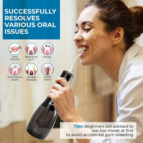 Water Flosser & Tonsil Stone Remover, 400ml Tank, IPX8 Waterproof, 5 Modes, Rechargeable for Bad Breath