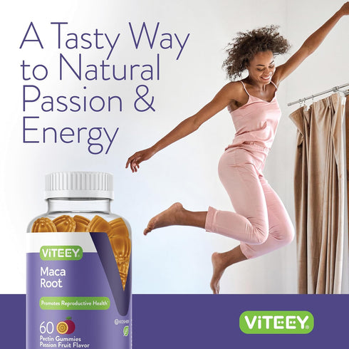 Gummies 60 Count Viteey Black Maca Root - Drive, Passion & Energy Support - Black Maca Root for Men & Women - Vegan