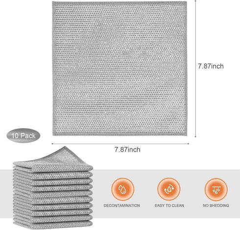 SINLAND Multipurpose Wire Dishwashing Rags, Non-Scratch Cleaning Cloths, Double-Sided Mesh, 10 Pack