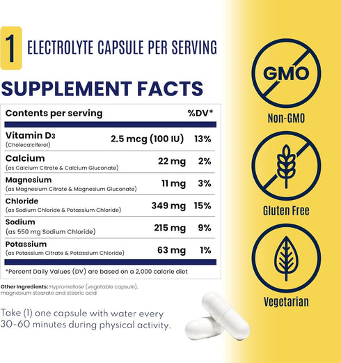 SaltStick Electrolyte Capsules with Vitamin D - 100 Count, Salt Pills for Running, Endurance Sports Nutrition