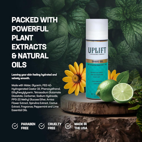 Uplift Provisions Clear Shaving Gel for Men & Women, 5 oz, Infused with Plant Extracts for Smooth Shave
