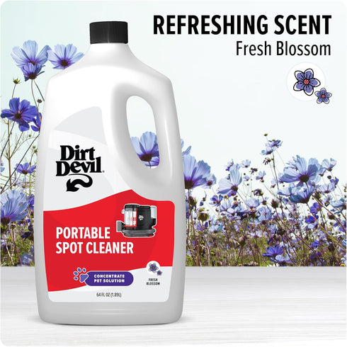 Dirt Devil 64 oz Pet Portable Spot Carpet Cleaner Solution, Pet Stain Remover, Fresh Blossom Scent, White