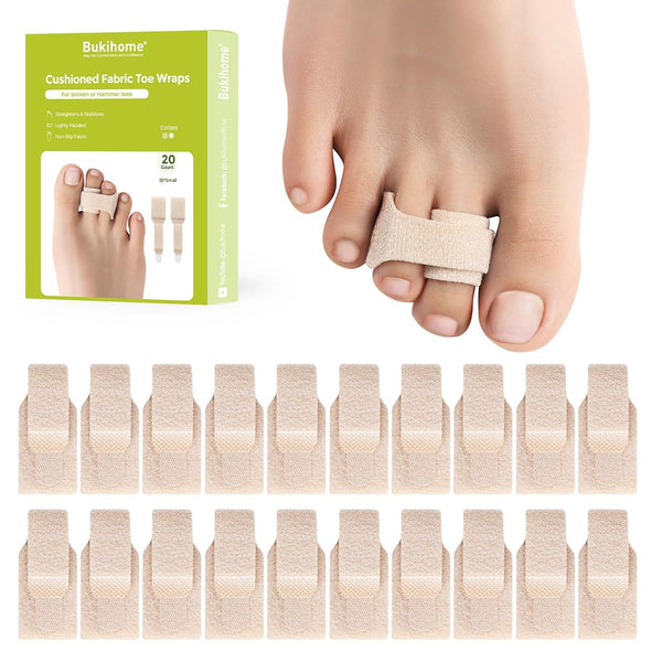 Bukihome Hammertoe Corrector - 20 Pack Toe Straighteners - Broken Toe Wraps