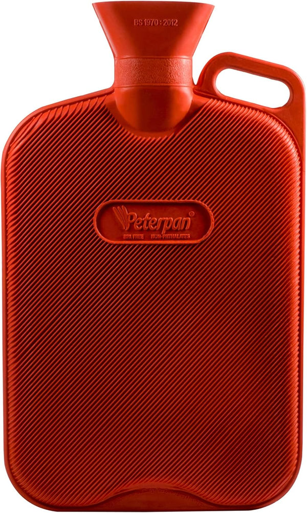 Peterpan Extra Large Hot Water Bottle with Cover, Thicker Rubber for Pain Relief, Holds 90 Fl Oz, Red